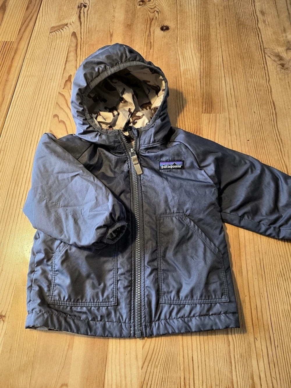 Patagonia Baby Reversible Tribbles Hoody Kids Gray Hooded Jacket